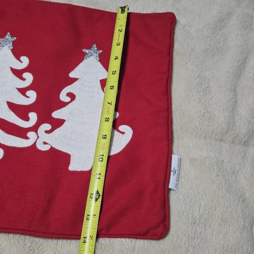 Holiday Red and White Christmas Tree Pillow Cover Only